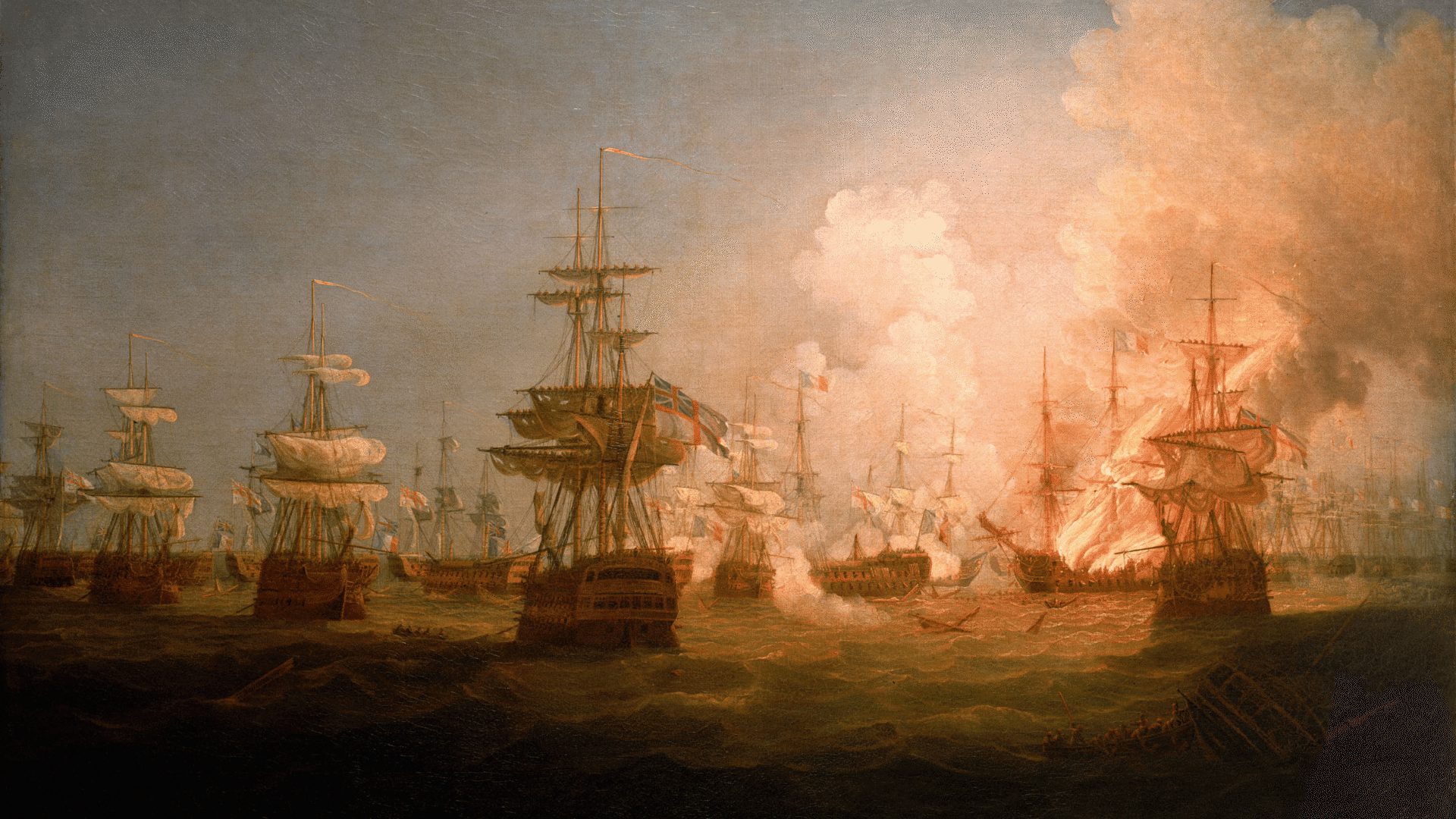 1920 1080 The Battle of the Nile 1 August 1798 End of the Action 1799 by Thomas Whitcombe National Maritime Museum Greenwich London
