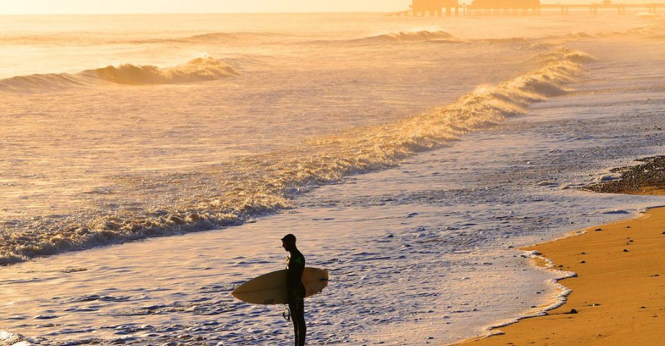 Norfolk coast Cromer Surfer Sea 960px w x 640px h